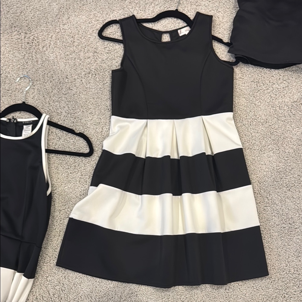 Black and White Sleeveless Fit and Flare Dress